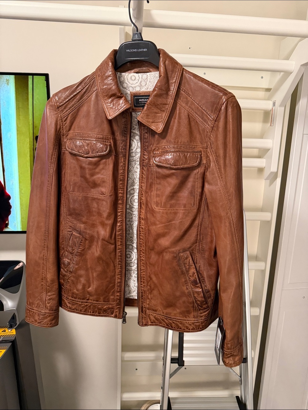 Missani Le Collezioni Men’s Brown Leather Bomber Jacket